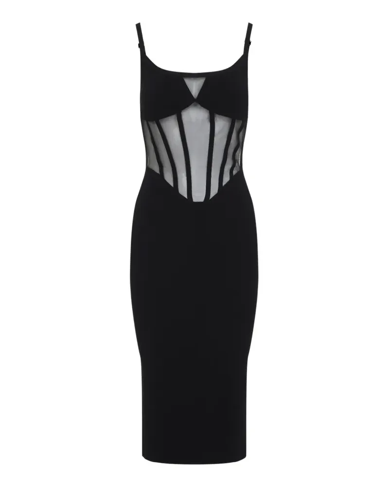 Elisabetta Franchi Midikleid mit Bustier-Detail - Schwarz Schwarz