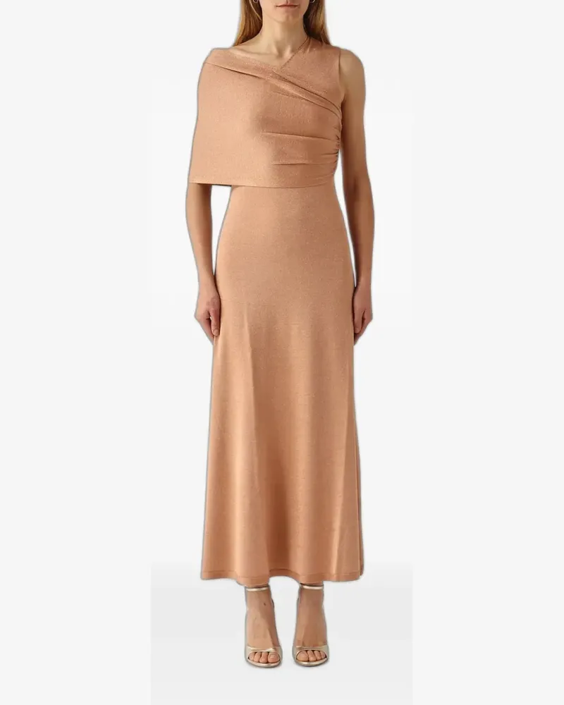 Twin-Set Langes Strickkleid aus Leinen mit Lurex - Nude Nude