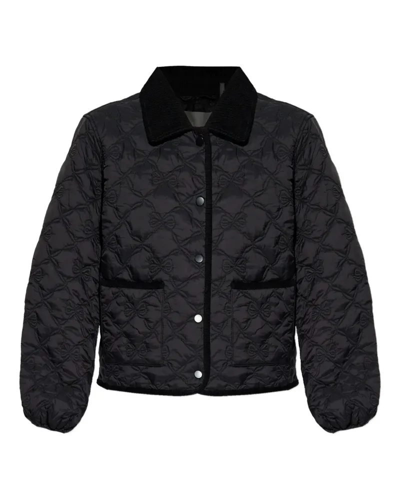LoveShackFancy Gesteppte Jacke mit Schleife - Schwarz Schwarz