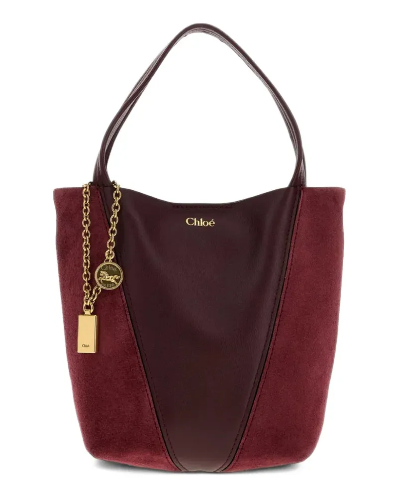 Chloé small Spin tote bag in suede & soft leather - Rot Rot