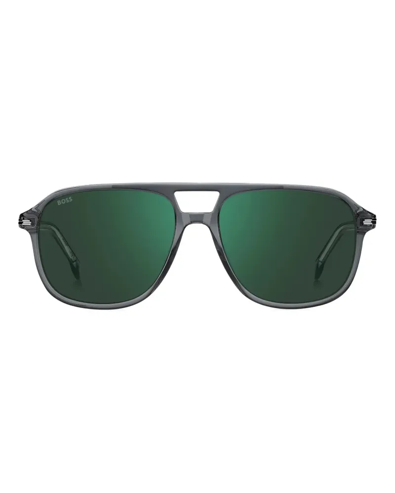 HUGO BOSS Sonnenbrille mit eckigem Gestell - Grau Grau