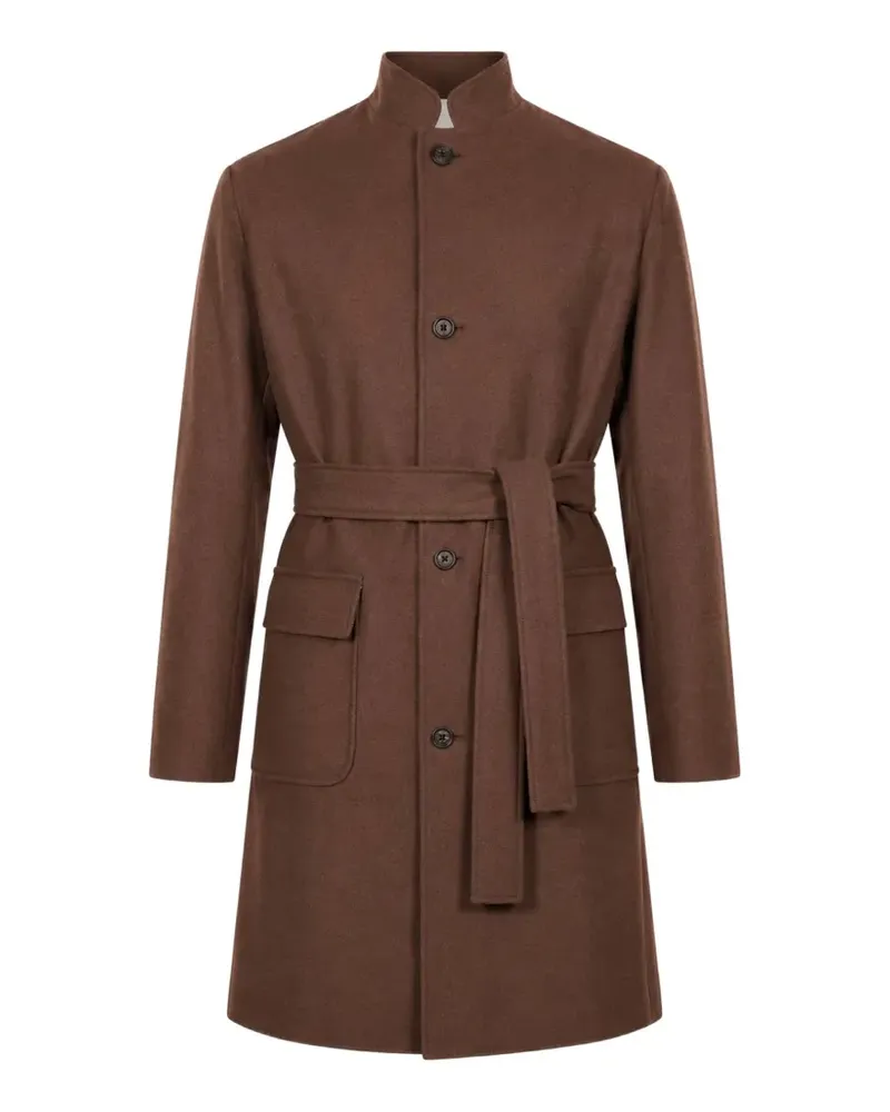 Eleventy belted high-neck wool coat - Braun Braun