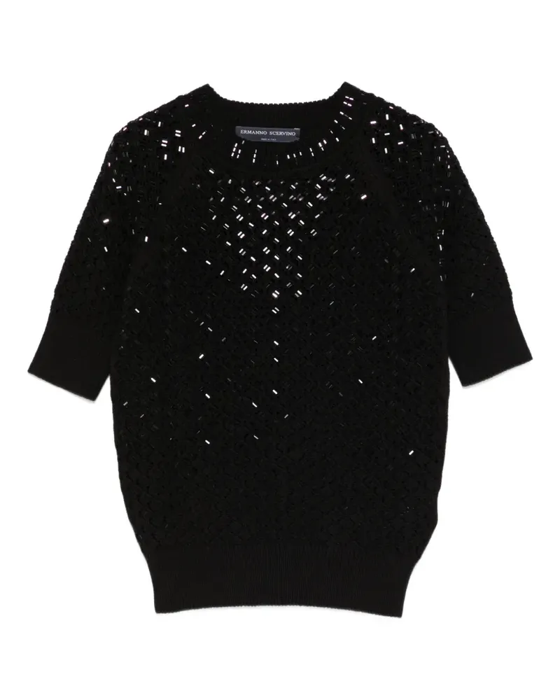 Ermanno Scervino embellished short-sleeve knitted T-shirt - Schwarz Schwarz