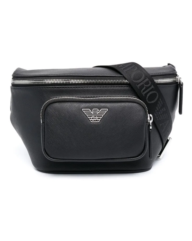 Emporio Armani Handtasche mit Logo-Schild - Schwarz Schwarz
