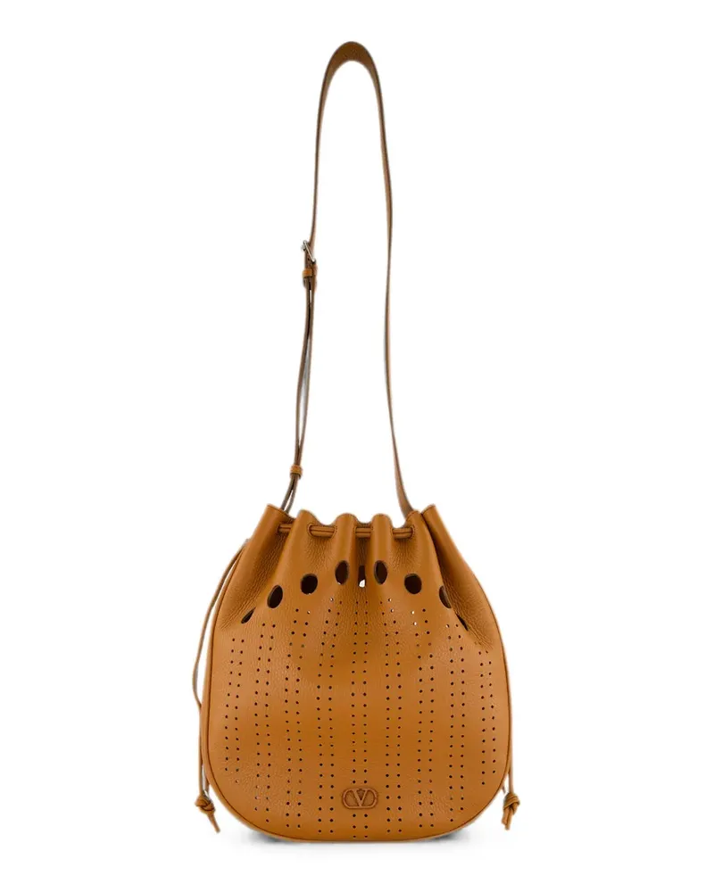 Valentino Garavani perforated leather shoulder bag - Braun Braun
