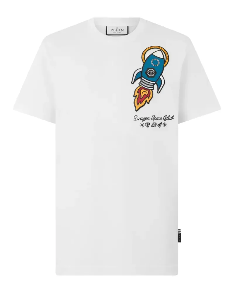 Philipp Plein T-Shirt mit Space Rocket-Patch - Weiß Weiß