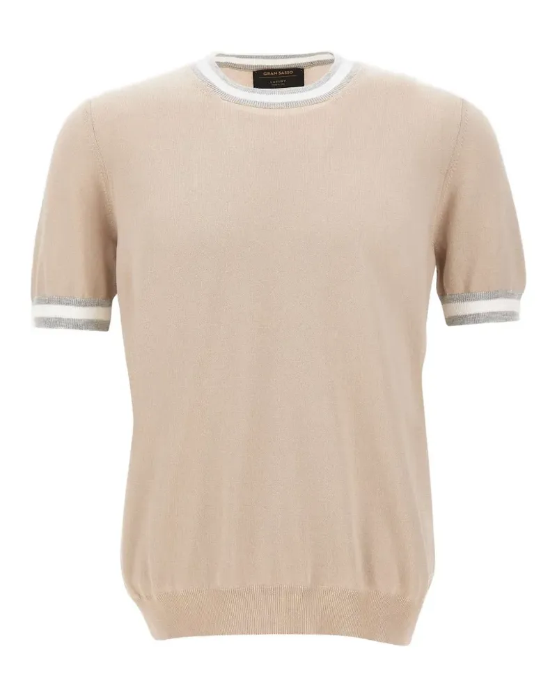 Gran Sasso short-sleeved ribbed-trim top - Nude Nude