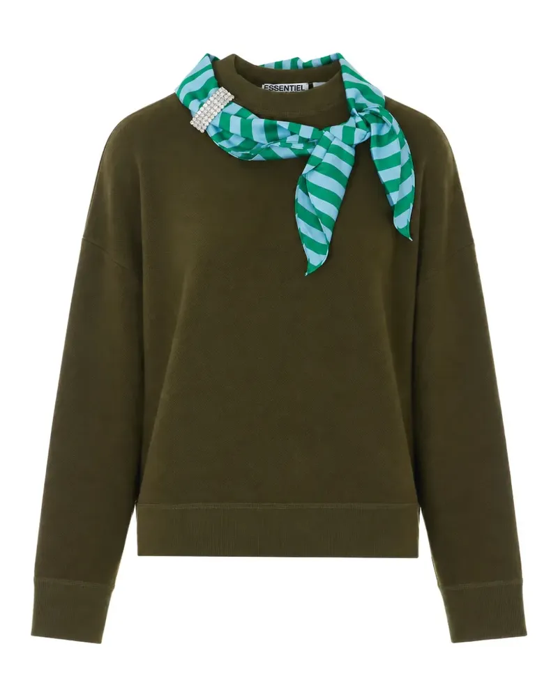 Essentiel Kristallverzierter Pullover mit Schaldetail - Grün Grün