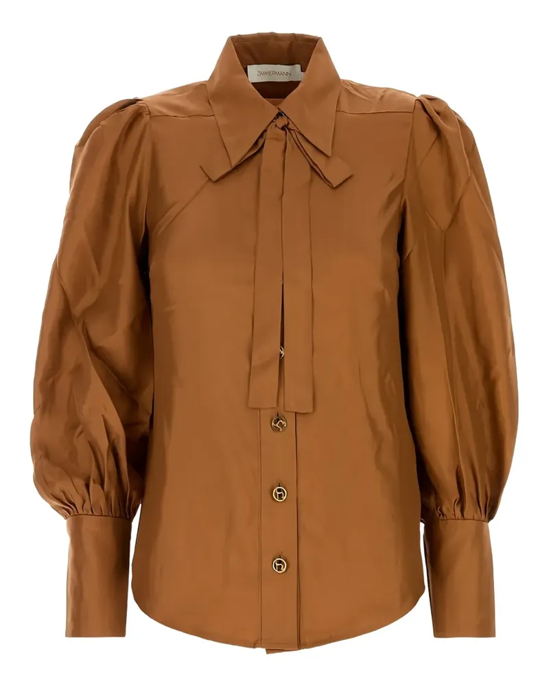Zimmermann balloon-sleeve button-front shirt - Braun Braun
