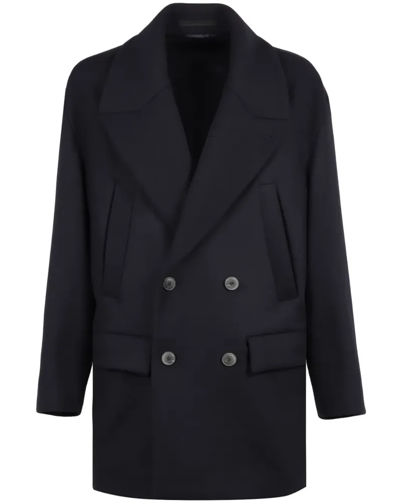 Giorgio Armani Doppelreihiger Mantel - Blau Blau