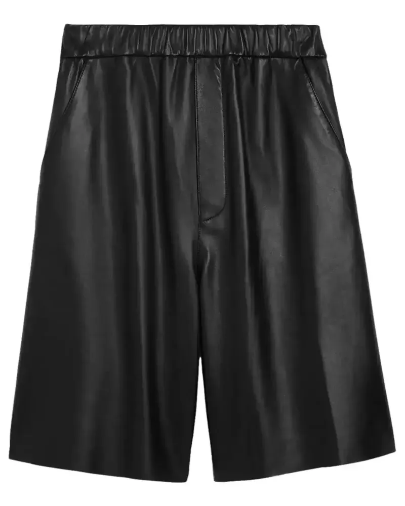 AMI Paris Knielange Shorts aus Leder - Schwarz Schwarz
