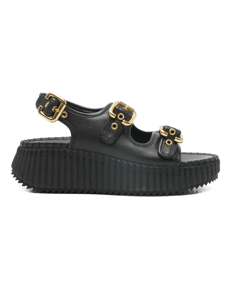 Chloé Nama buckle flatform heeled sandals - Schwarz Schwarz