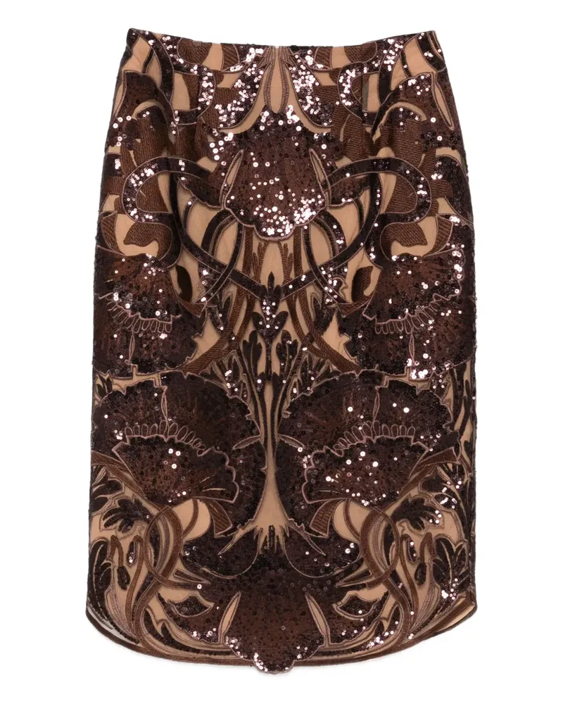 Elie Saab Midirock mit Pailletten - Braun Braun