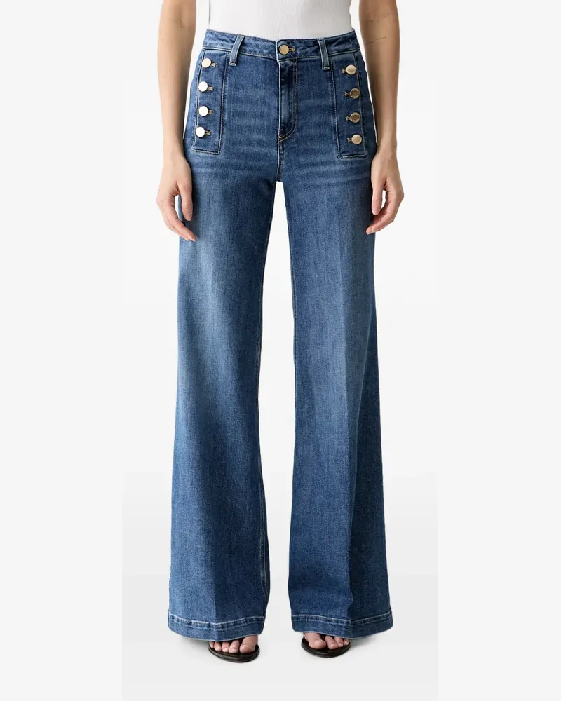 VICOLO button-embellished wide-leg jeans - Blau Blau