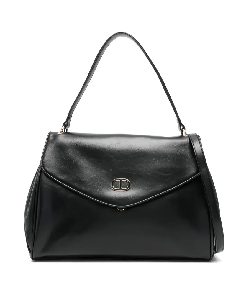 Twin-Set Shopper mit Logo-Schild - Schwarz Schwarz