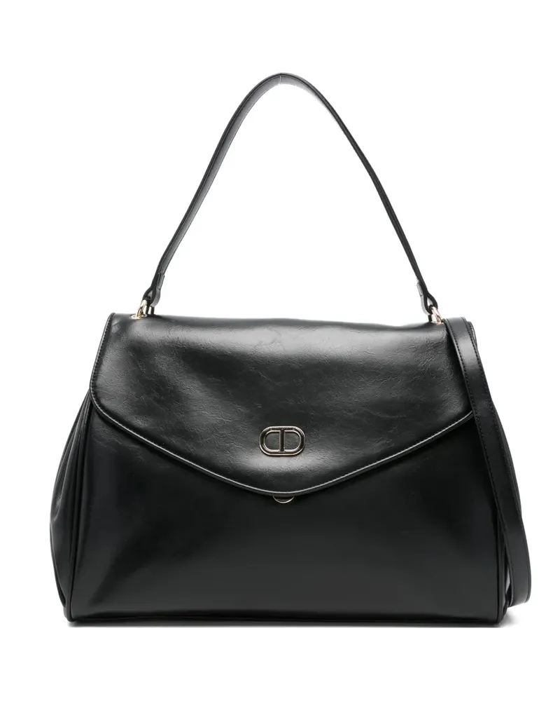 Twin-Set Shopper mit Logo-Schild - Schwarz Schwarz