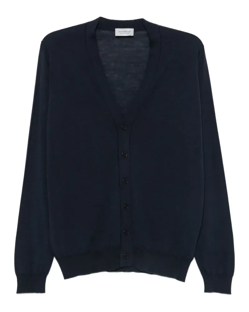 John Smedley Bradrick Cardigan mit V-Ausschnitt - Blau Blau