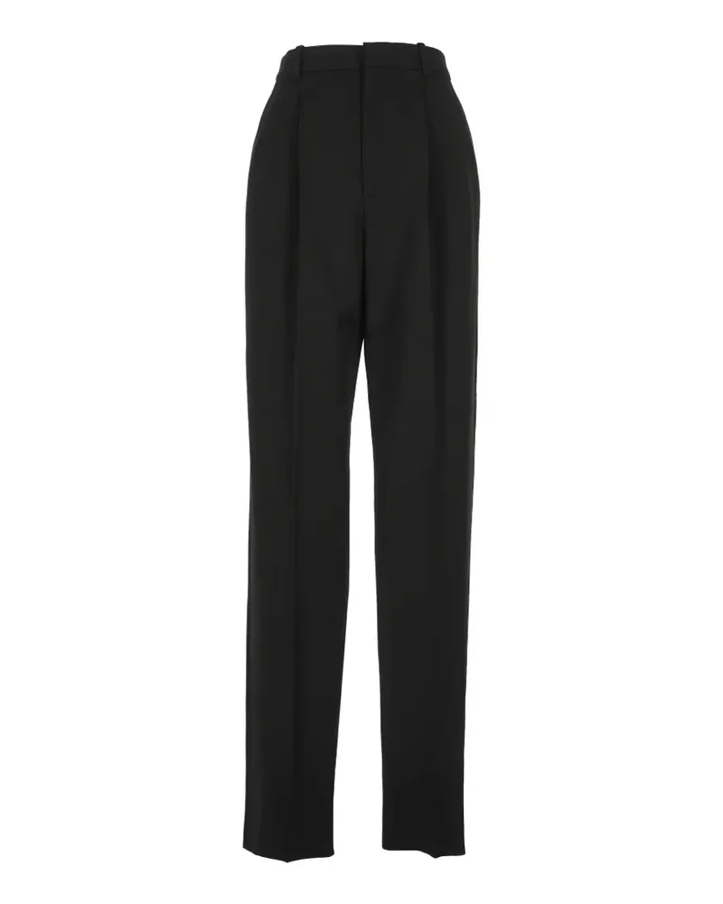 Saint Laurent pleated satin-trim trousers - Schwarz Schwarz