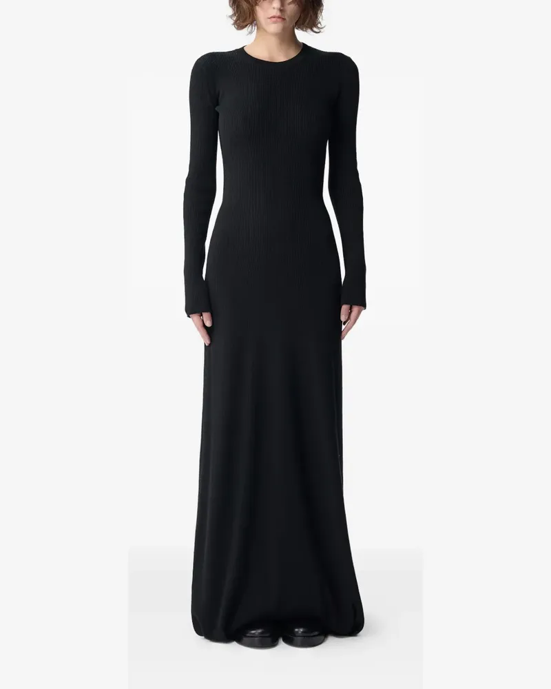 Ann Demeulemeester Geripptes Eva Maxikleid mit Rückenausschnitt - Schwarz Schwarz