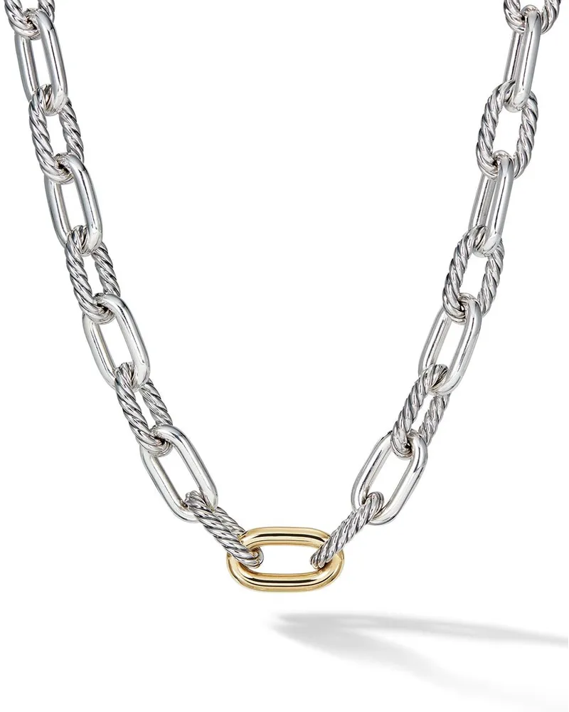 David Yurman 18kt DY Madison Gelbgold- und Sterlingsilberhalskette 13,5mm Silber