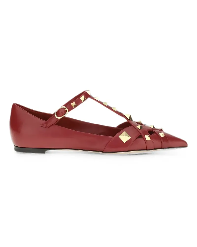 Valentino Garavani Studdy pyramid-stud flat pumps - Rot Rot