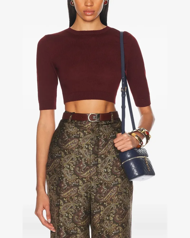 Saint Laurent Kurzärmeliges Cropped-Oberteil - Rot Rot