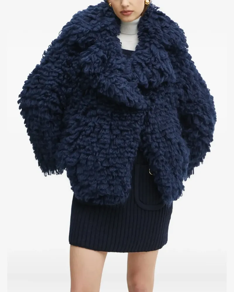 Luisa Spagnoli Bouclé-Jacke mit Schalkragen - Blau Blau
