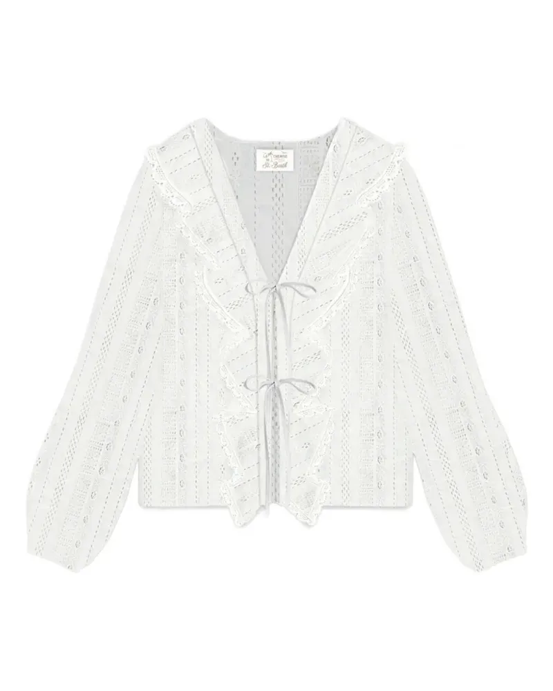 MC2 Saint Barth Gestreiftes Hemd mit Spitze - Weiß Weiß