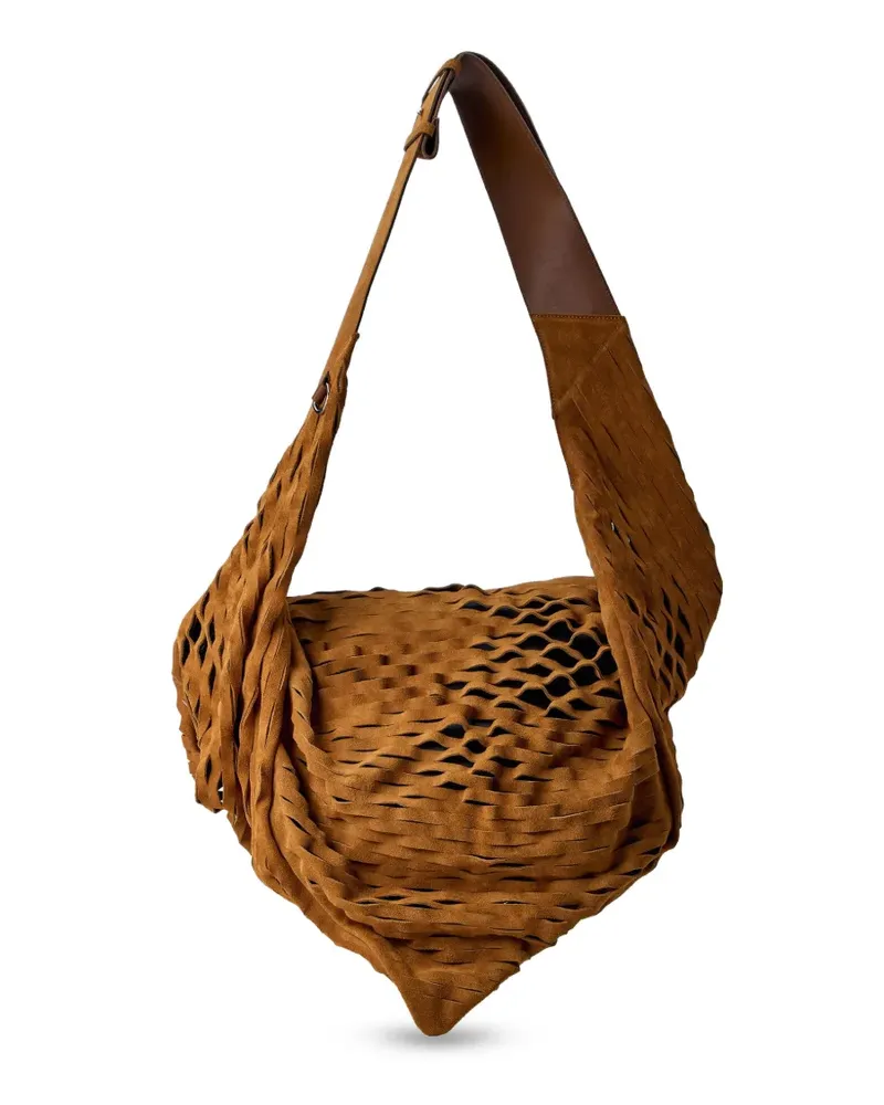 KIKO KOSTADINOV Fiore Twisted leather shoulder bag - Braun Braun