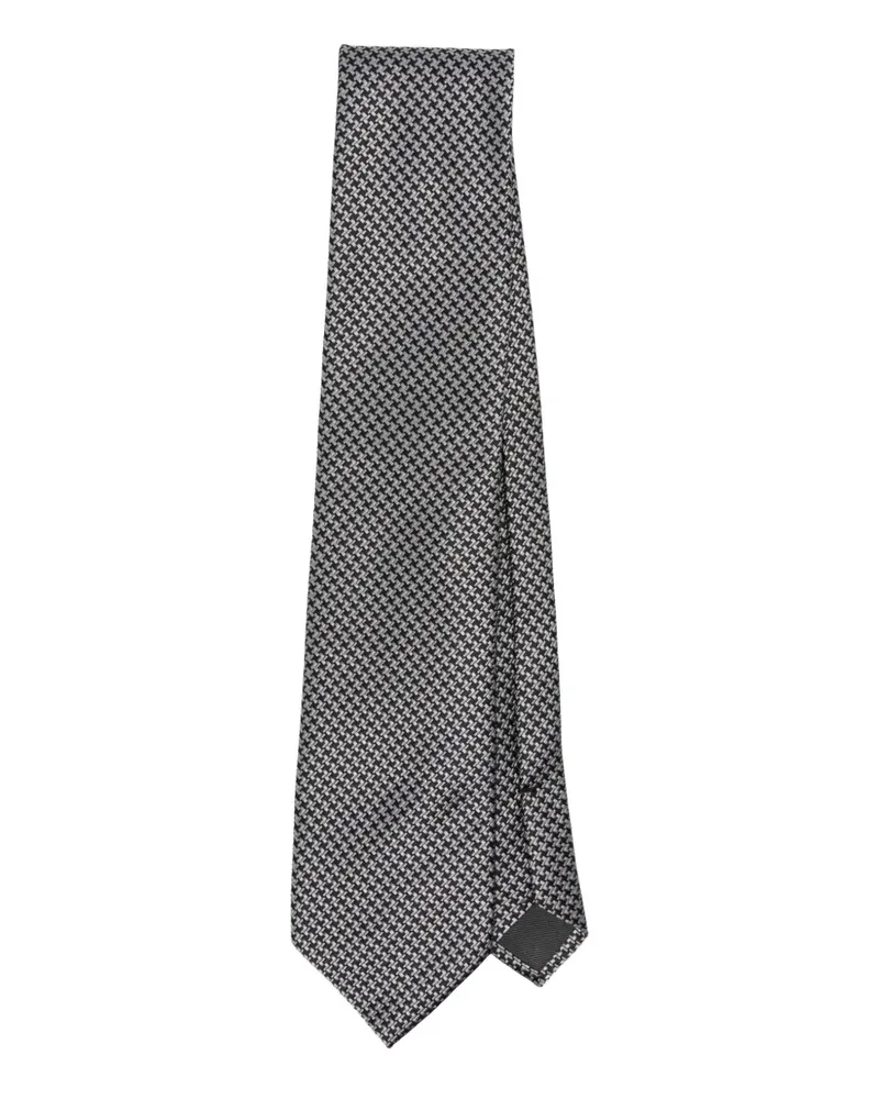 Tom Ford Seidenkrawatte mit Hahnentrittmuster - Grau Grau