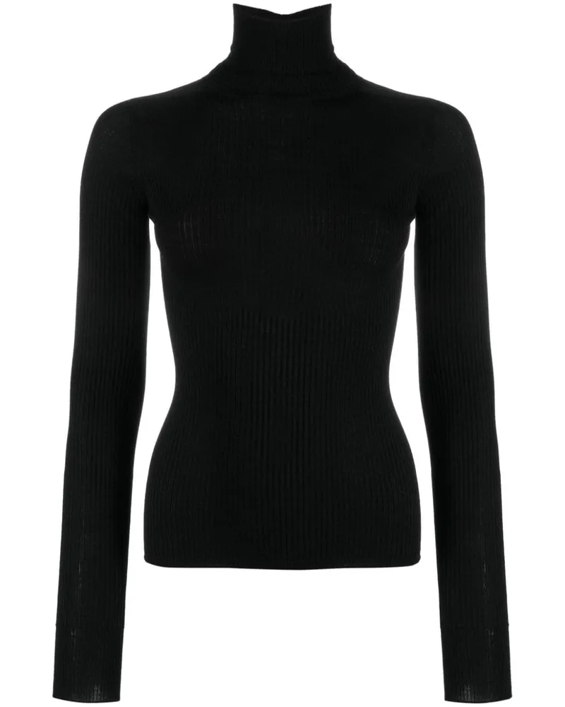 SPORTMAX Rollkragenpullover aus Schurwolle Schwarz