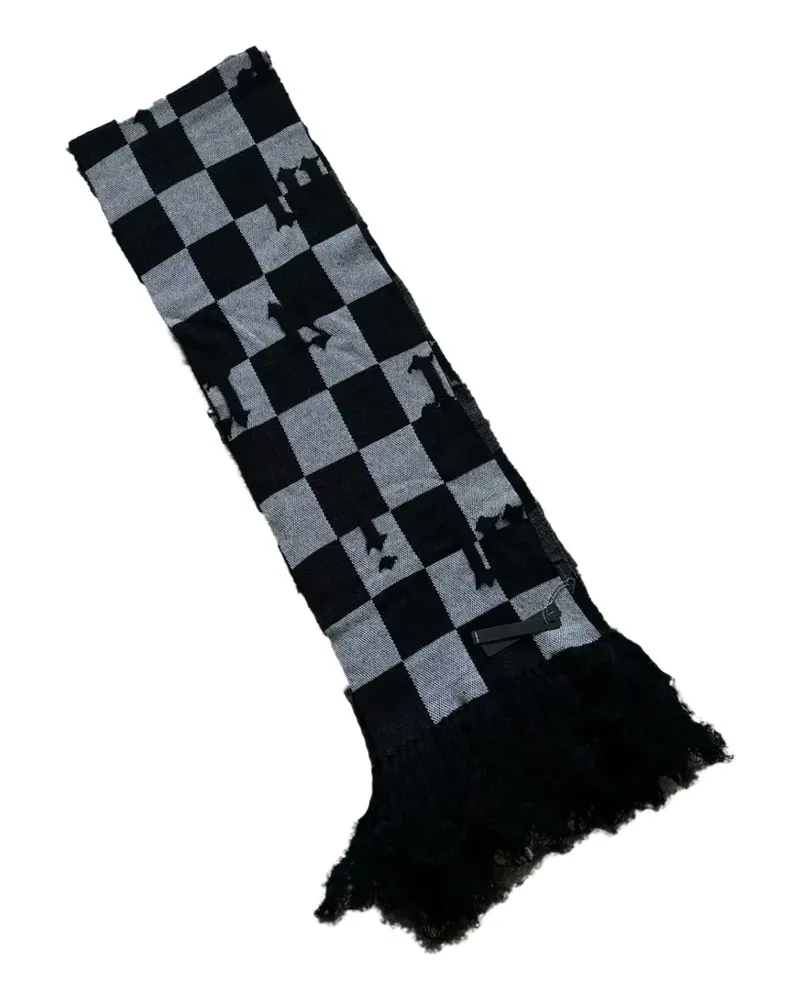 Amiri Karierter Schal mit Fransen - Schwarz Schwarz