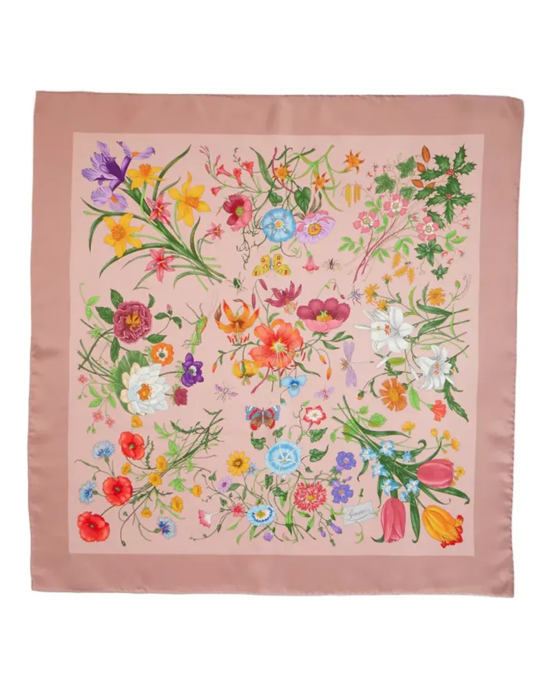 Gucci Flora-print silk scarf - Rosa Rosa