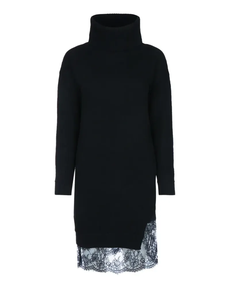 Ermanno Scervino Midikleid mit Spitzenbesatz und Rollkragen - Schwarz Schwarz