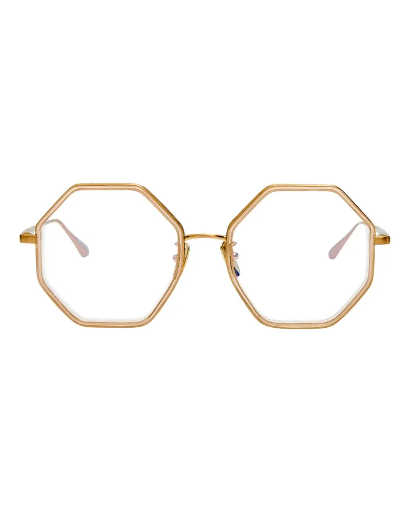 Linda Farrow Coraline geometric-frame glasses - Gold Gold