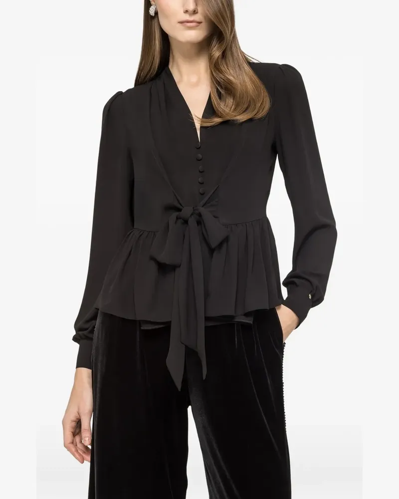 NISSA ruffled blouse - Schwarz Schwarz