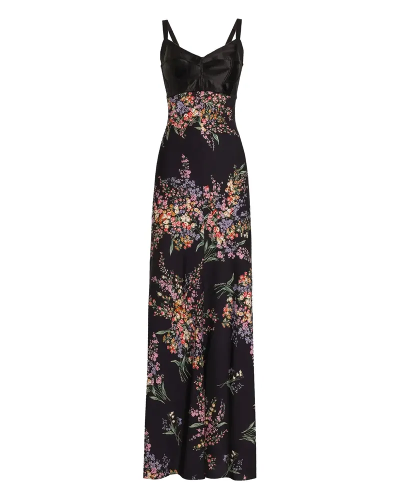 Dolce & Gabbana Maxikleid mit Blumen-Print - Schwarz Schwarz
