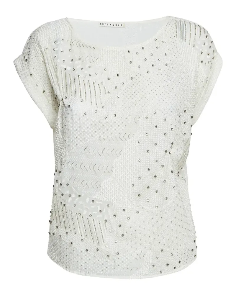 Alice + Olivia embellished crepe top - Weiß Weiß