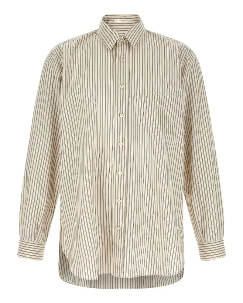 The Row Kardiff striped cotton shirt - Nude Nude