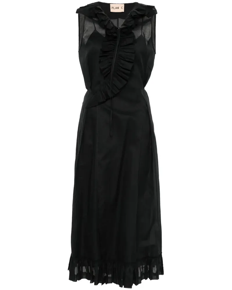PLAN C Gewickeltes Midikleid - Schwarz Schwarz