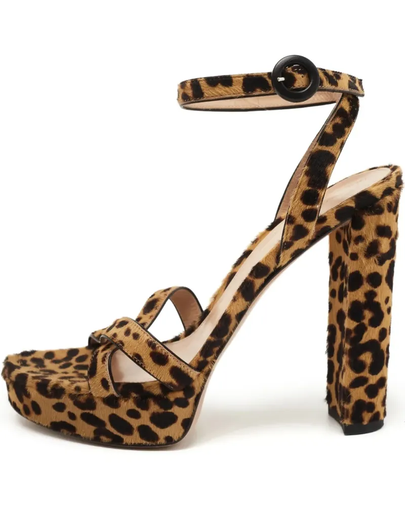Gianvito Rossi Pre-owned Sandalen mit Leoparden-Print 125mm - Braun Braun