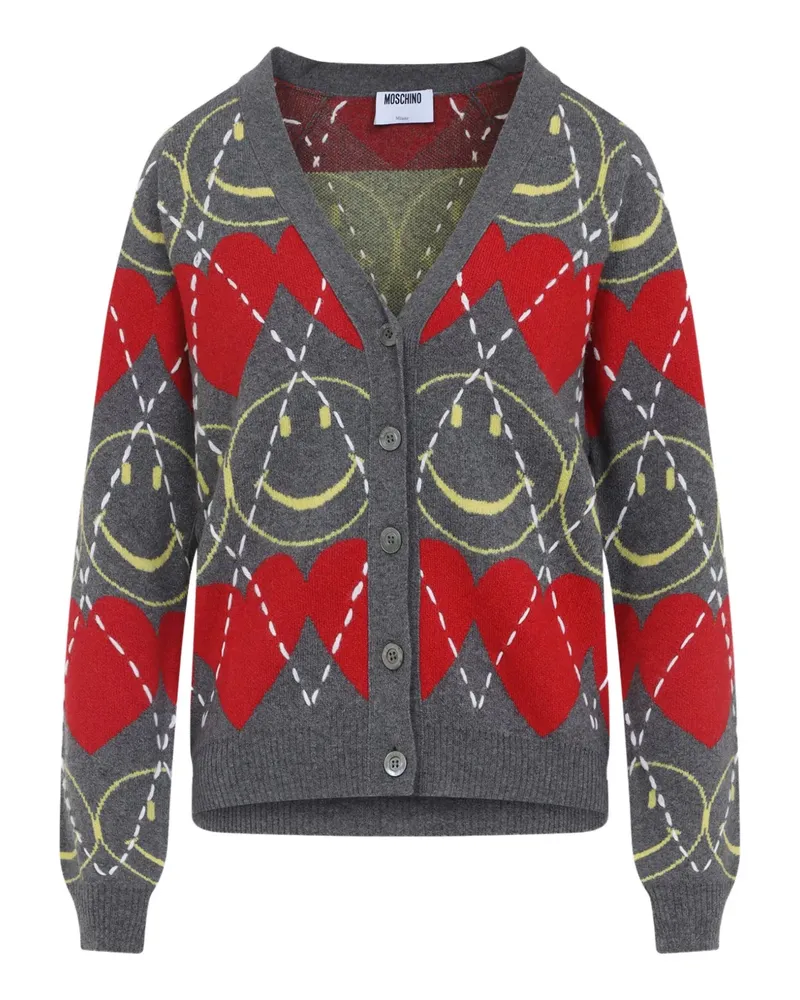 Moschino Cardigan mit Smiley-Herz - Grau Grau