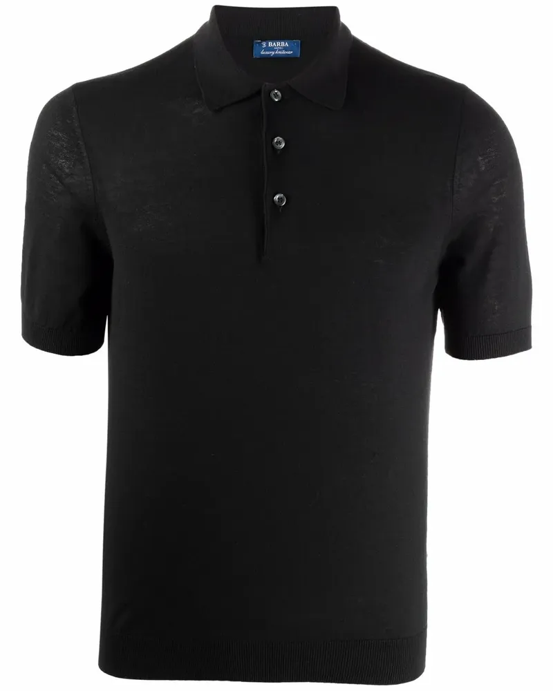 BARBA Poloshirt aus Seide - Schwarz Schwarz