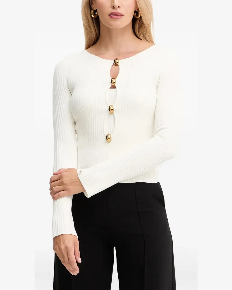 MARCIANO Los Angeles Gerippter Pullover mit Knöpfen - Weiß Weiß