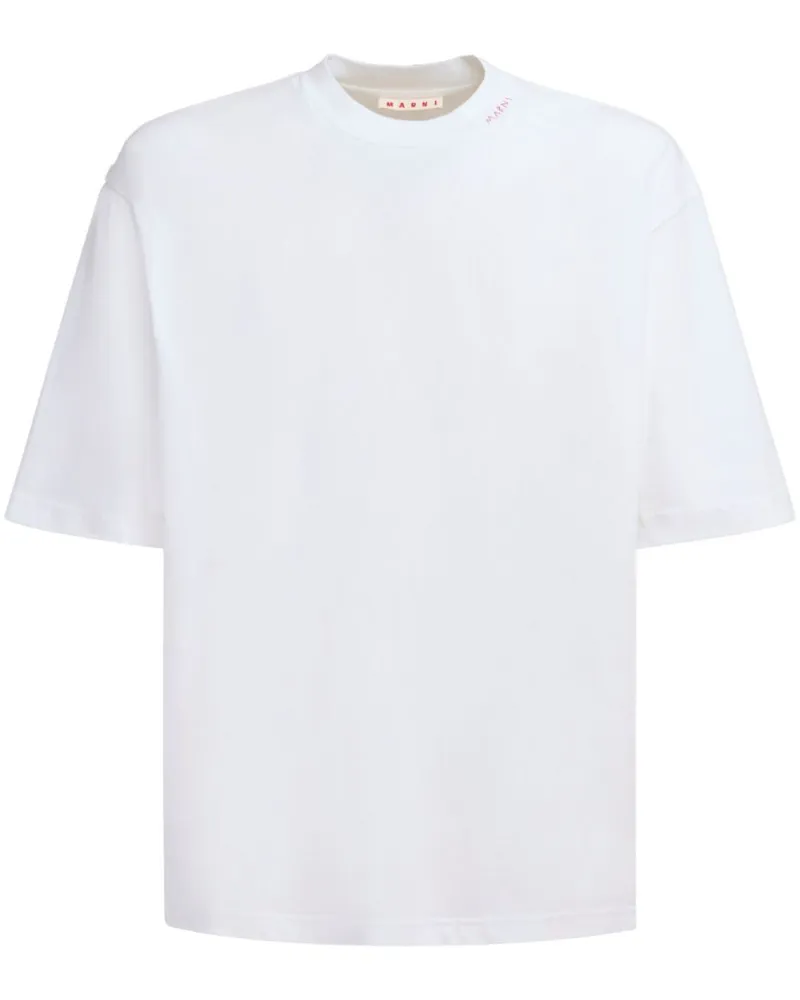 Marni T-Shirt mit Logo-Stickerei - Weiß Weiß