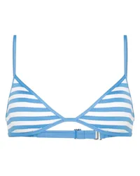 Ralph Lauren Gestreiftes Pikee-Bikinioberteil Blau