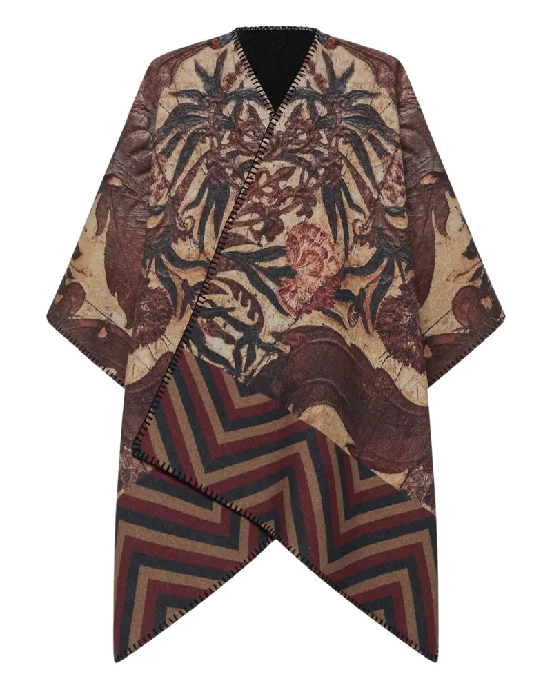 Pierre-Louis Mascia all-over print wool poncho - Rot Rot