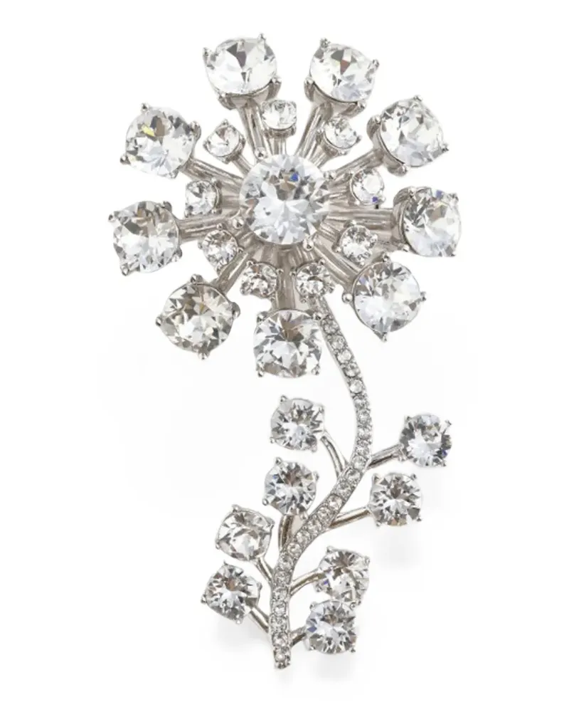 Self-Portrait crystal-embellished flower brooch - Silber Silber