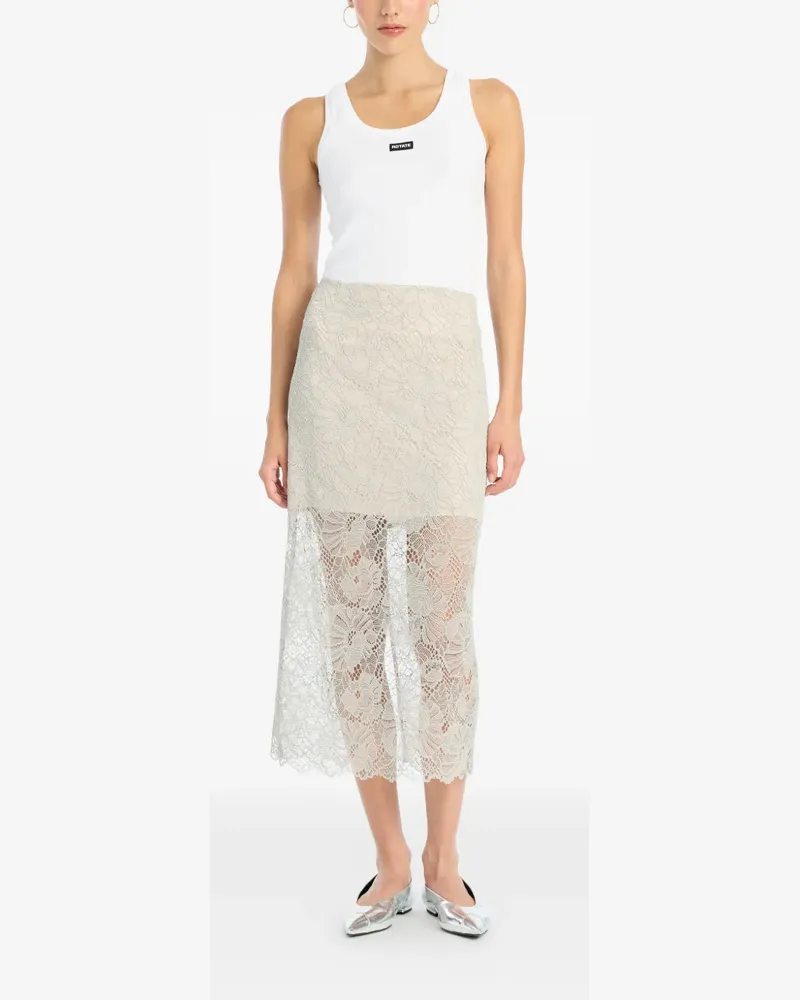 ROTATE Birger Christensen lace midi skirt - Nude Nude