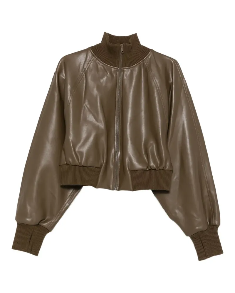 Norma Kamali Lederjacke mit gerippten Bündchen - Braun Braun